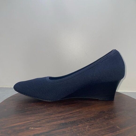 Vivaia Margot Wedge Pro Heels Womens 43 EU 11 US Black Knit Comfort Square Pumps - Picture 2 of 9